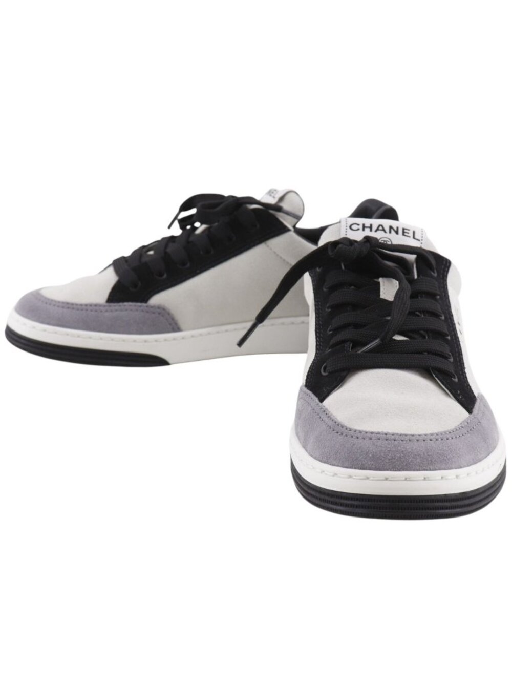 Chanel Logo Suede Gray Sneakers